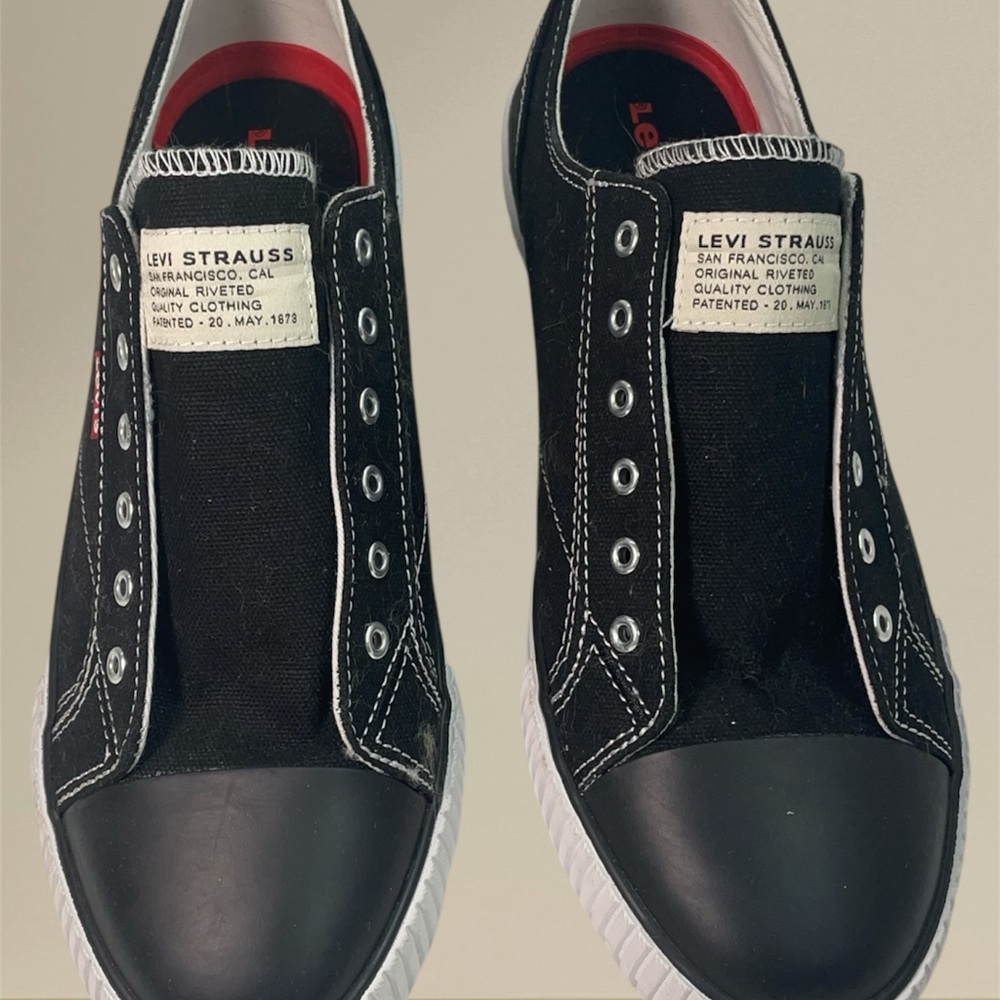 Levi's Black Laceless Sneakers with Rubber Toe Cap